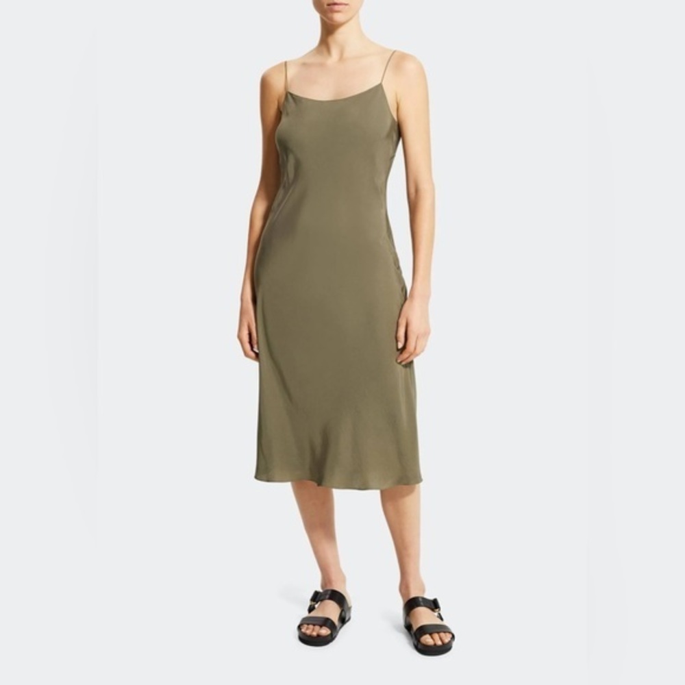 NWT Theory Woman’s Satin MIDI Slip Dress Color Willow